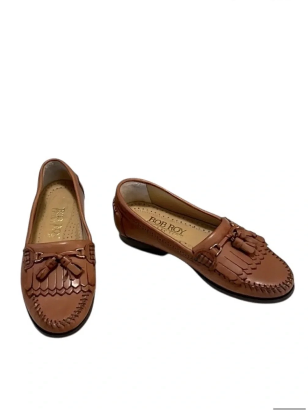 Bob Roy Collection Kids Slip On Tan Light Brown Leather Wingtip Loafers Sz 1